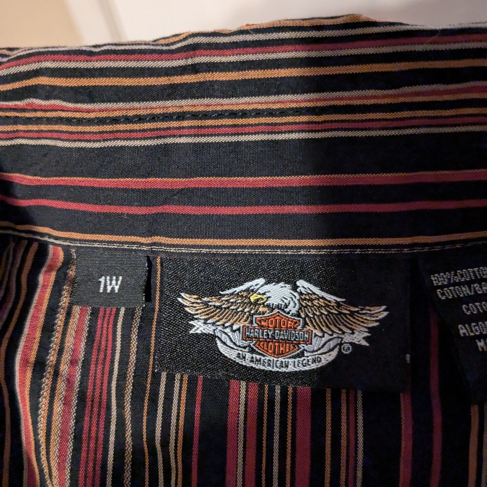 Harley-Davidson Striped Blouse - Black, Red, Gold